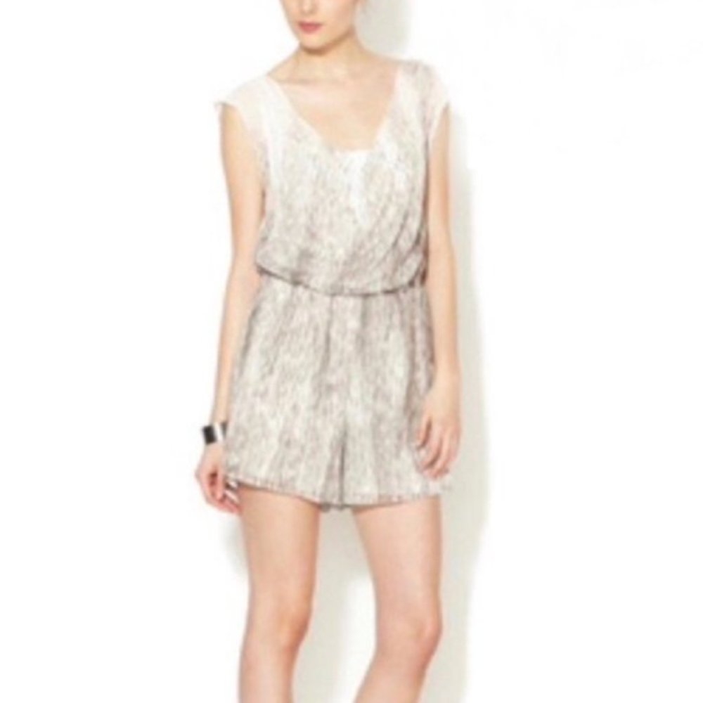 ALICE + OLIVIA Thermal Taupe & Cream Romper Size XS